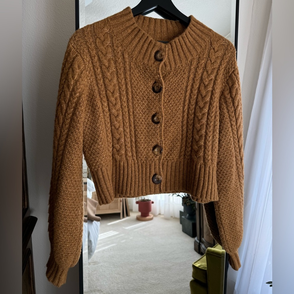 Doen Bernadette Sienna Cardigan Knit Sweater Alpaca Merino Wool Small